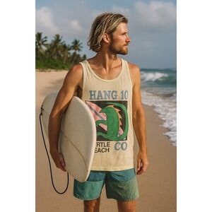 Vintage 80s S/M Hang 10 Myrtle Beach Surf Co Tank Top Surfing Beach Retro Grunge